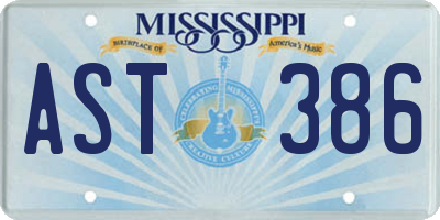 MS license plate AST386