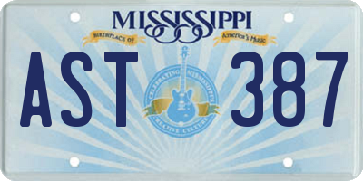 MS license plate AST387