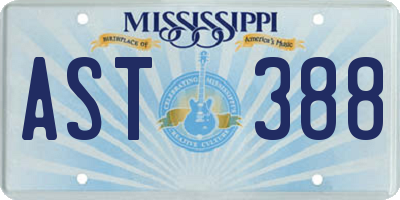 MS license plate AST388