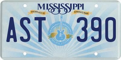 MS license plate AST390