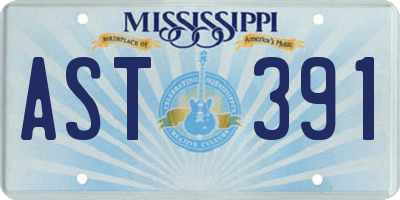 MS license plate AST391
