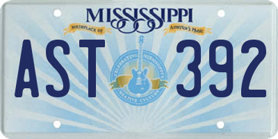 MS license plate AST392