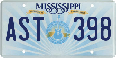 MS license plate AST398
