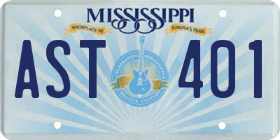 MS license plate AST401