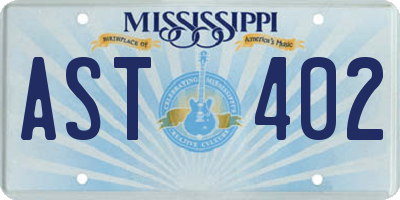 MS license plate AST402