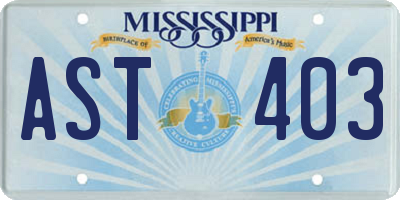 MS license plate AST403