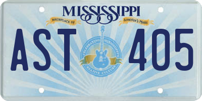 MS license plate AST405