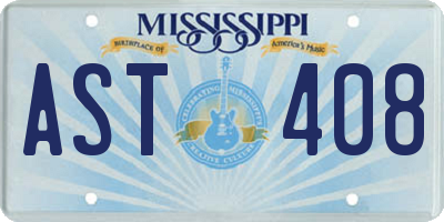 MS license plate AST408