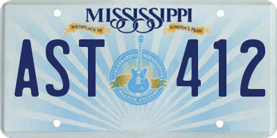MS license plate AST412