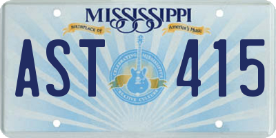 MS license plate AST415