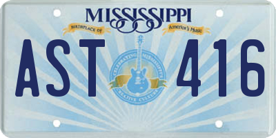 MS license plate AST416