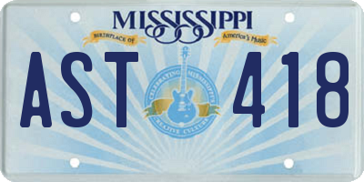 MS license plate AST418