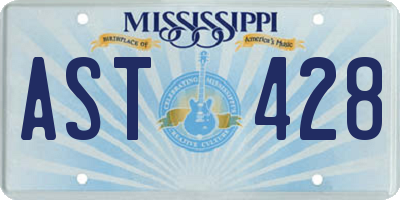 MS license plate AST428