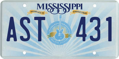 MS license plate AST431