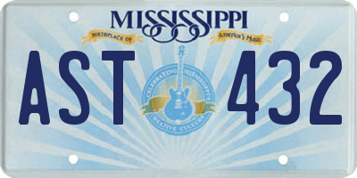 MS license plate AST432