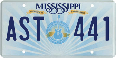 MS license plate AST441