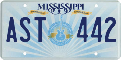 MS license plate AST442