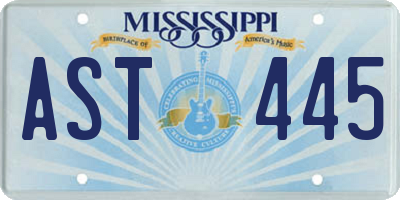 MS license plate AST445
