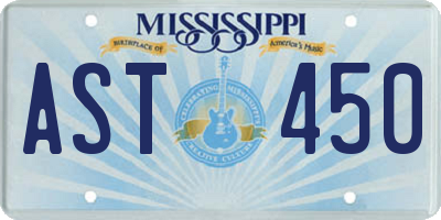 MS license plate AST450
