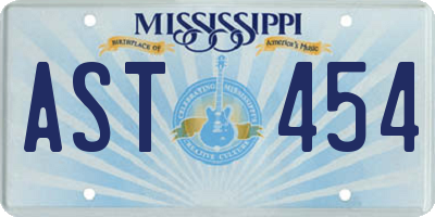 MS license plate AST454