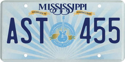 MS license plate AST455