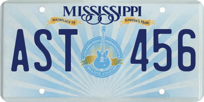 MS license plate AST456