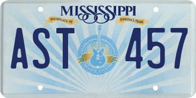 MS license plate AST457
