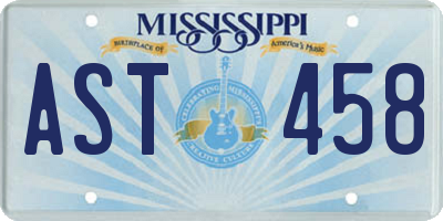 MS license plate AST458