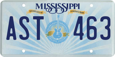 MS license plate AST463