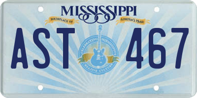 MS license plate AST467