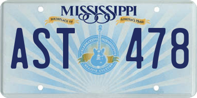 MS license plate AST478