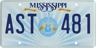 MS license plate AST481