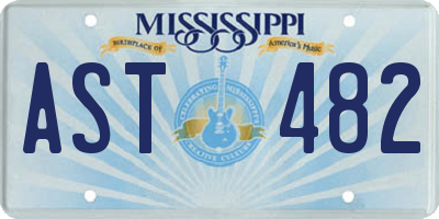 MS license plate AST482
