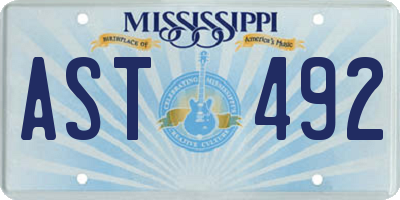 MS license plate AST492
