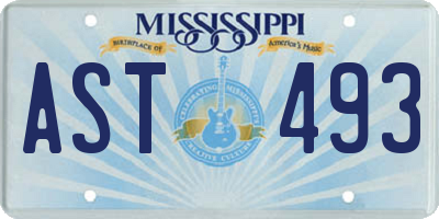 MS license plate AST493