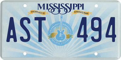 MS license plate AST494
