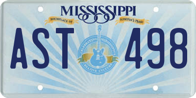 MS license plate AST498