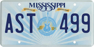 MS license plate AST499