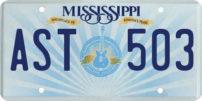 MS license plate AST503