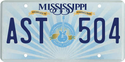 MS license plate AST504