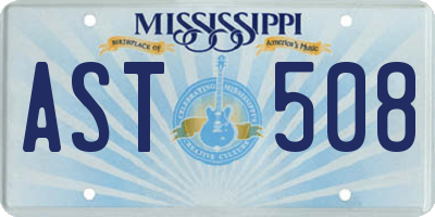 MS license plate AST508