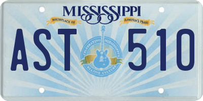MS license plate AST510