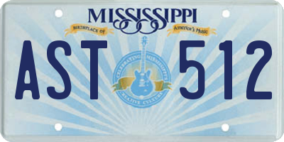 MS license plate AST512