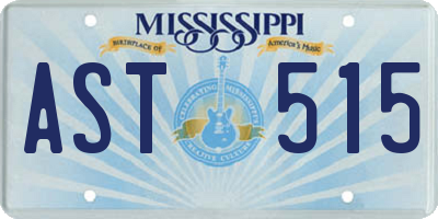 MS license plate AST515