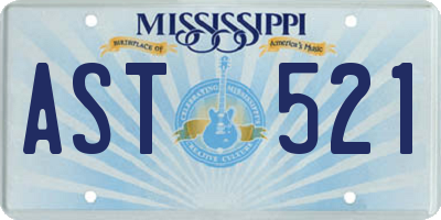 MS license plate AST521