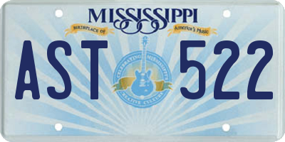 MS license plate AST522
