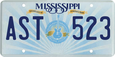 MS license plate AST523