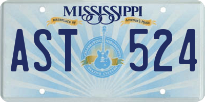 MS license plate AST524