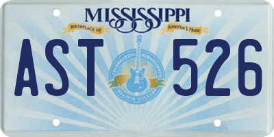 MS license plate AST526