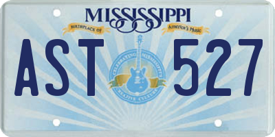 MS license plate AST527